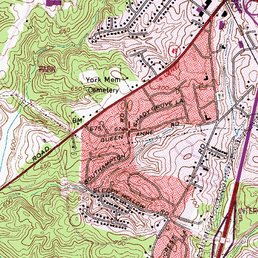 Topographic Map of Yorkmount Park, NC
