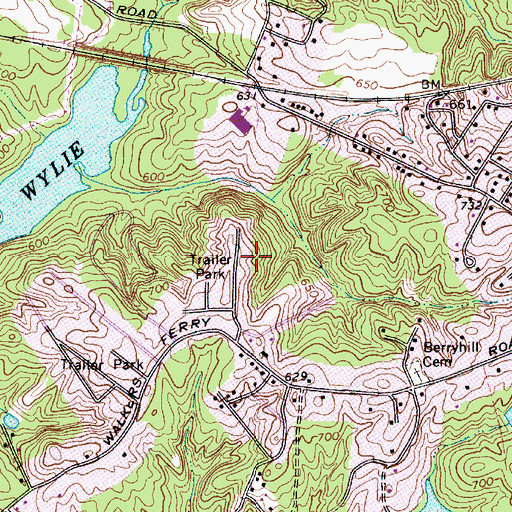Topographic Map of Parkwood, NC