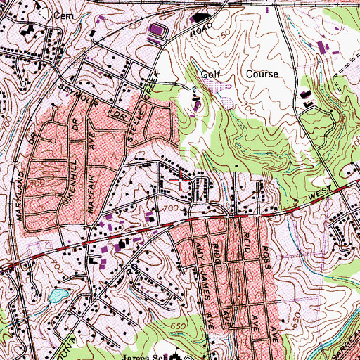 Topographic Map of Pinecrest, NC