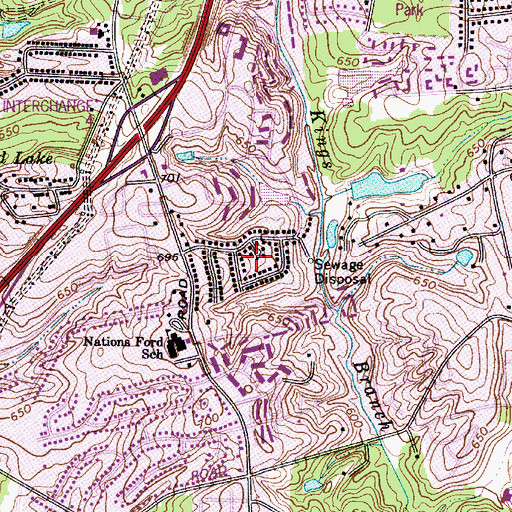 Topographic Map of British Woods, NC