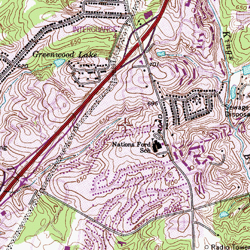 Topographic Map of Colony Acres, NC
