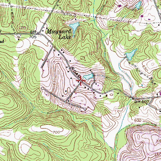 Topographic Map of Lebanon Heights, NC