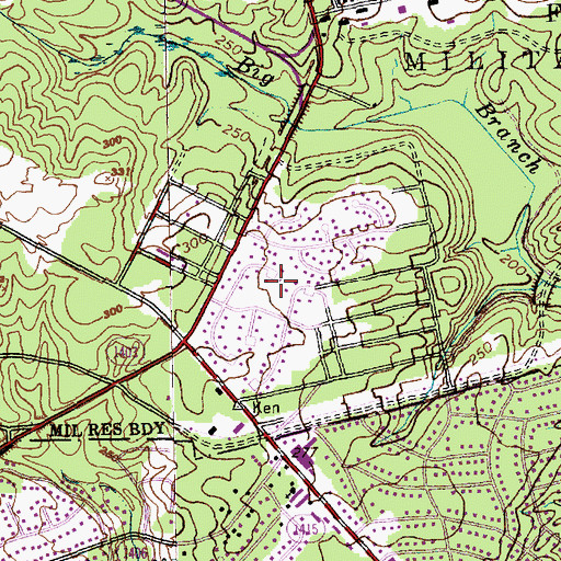 Topographic Map of Bizza Ridge, NC