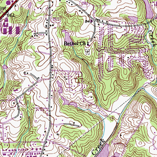 Topographic Map of Atwood Acres, NC