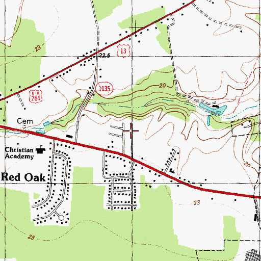 Topographic Map of Tucker Farms, NC