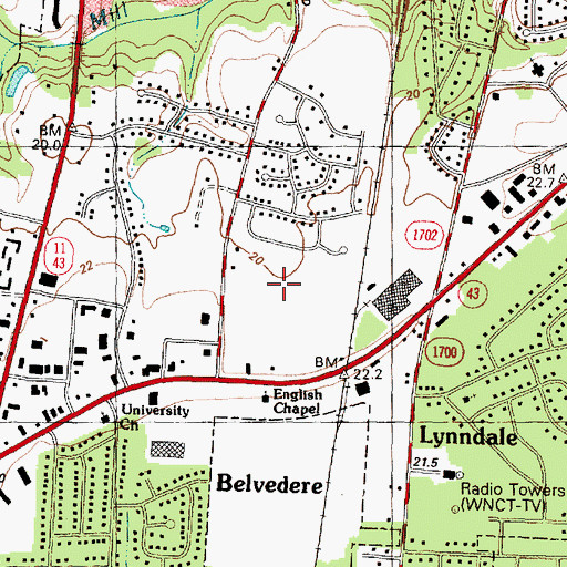 Topographic Map of Williamsburg Manor North, NC