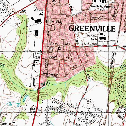 Topographic Map of Greenbrier, NC