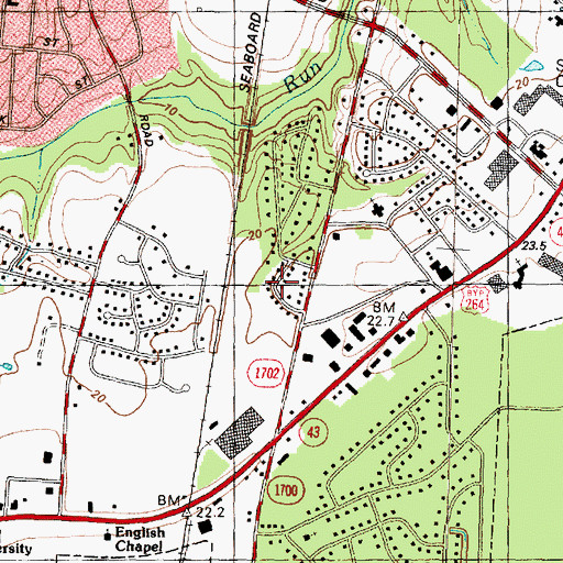 Topographic Map of Sherwood Acres, NC
