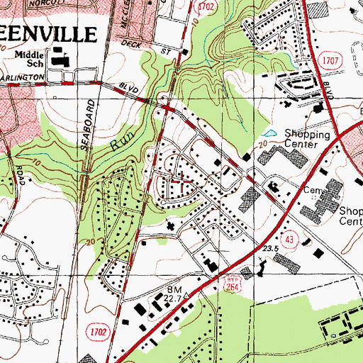 Topographic Map of Brentwood, NC