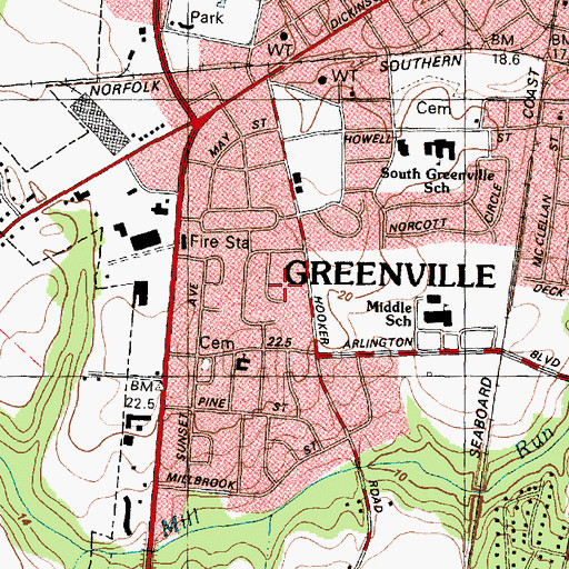 Topographic Map of Carolina Heights, NC