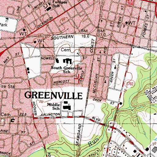 Topographic Map of Kearny Park, NC