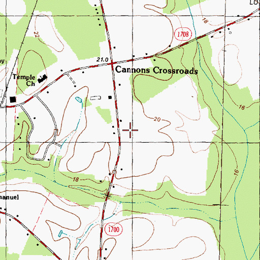 Topographic Map of Canterbury, NC