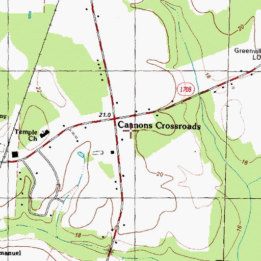 Topographic Map of Treetops, NC