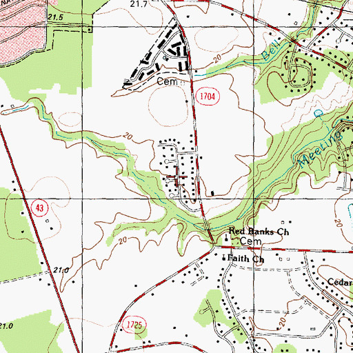 Topographic Map of Tuckahoe, NC