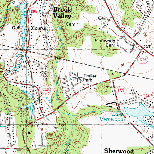 Topographic Map of Highland Mobile Home Park, NC