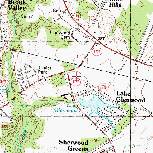Topographic Map of Azalea Gardens Mobile Home Park, NC