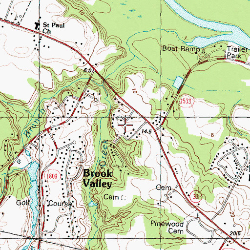 Topographic Map of Oakhurst, NC