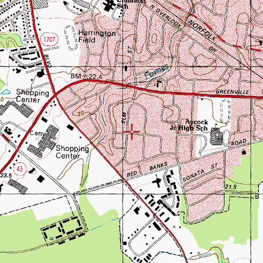 Topographic Map of Drexelbrook, NC