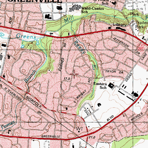 Topographic Map of College Court, NC