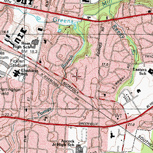 Topographic Map of Easthaven, NC