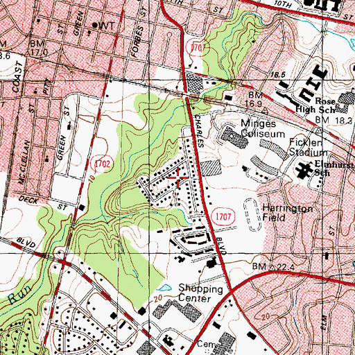 Topographic Map of Stratford, NC