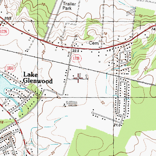 Topographic Map of Edwards Acres, NC