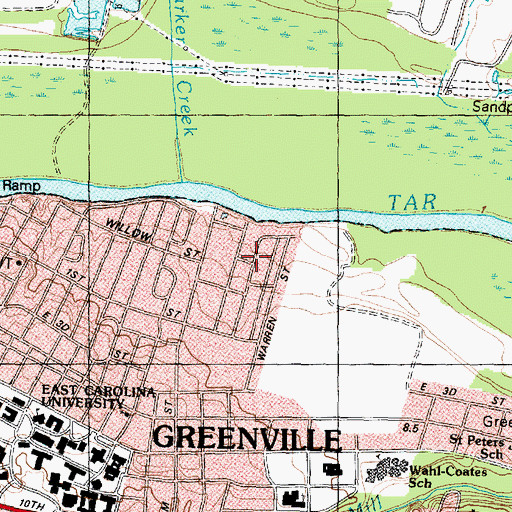 Topographic Map of Wilson Acres, NC