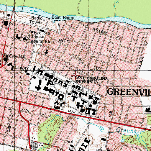 Topographic Map of College View, NC