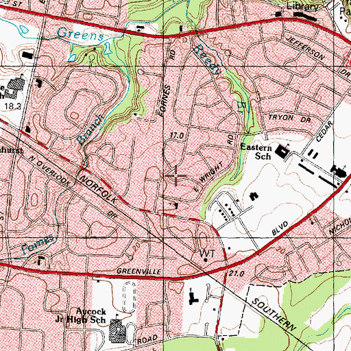 Topographic Map of Coghill, NC