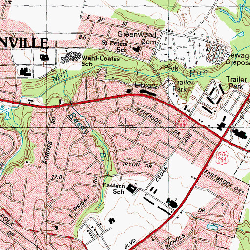 Topographic Map of Hartington and Williams, NC