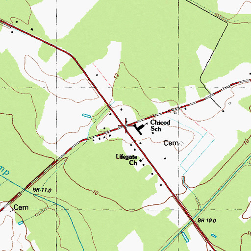 Topographic Map of Chicod, NC