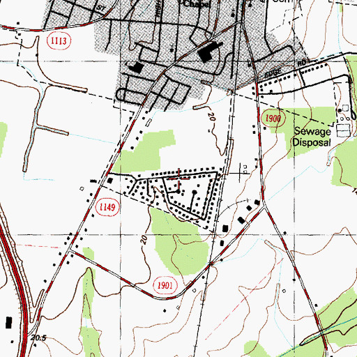 Topographic Map of Kennedy Estates, NC