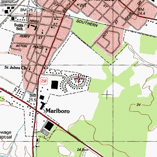 Topographic Map of Pine Grove Apartments, NC