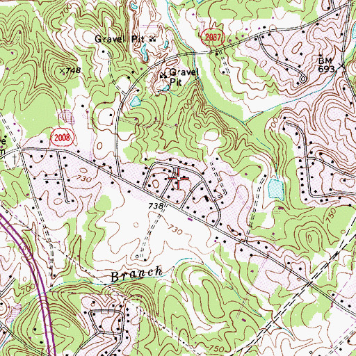 Topographic Map of Westbourne, NC