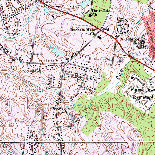 Topographic Map of Lewis, NC