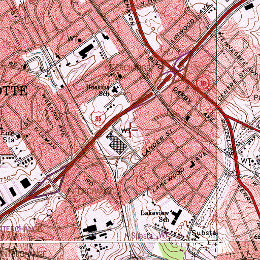 Topographic Map of Thomasboro, NC