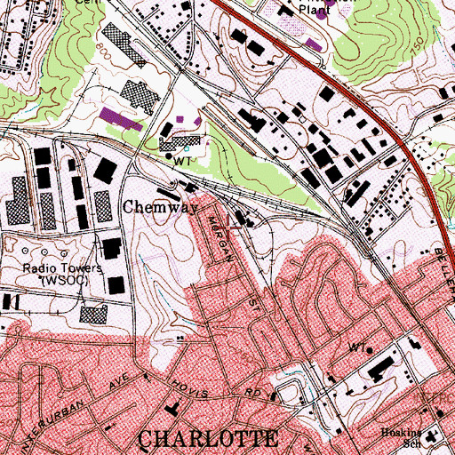 Topographic Map of Brookfield, NC