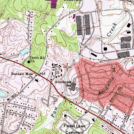 Topographic Map of Westchester, NC