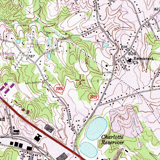 Topographic Map of Chateau Woods, NC