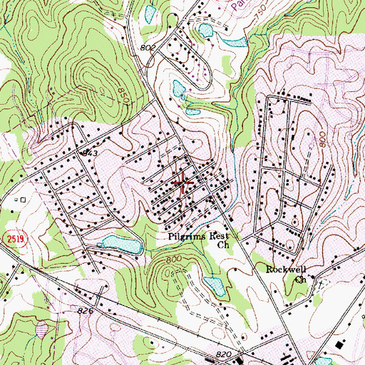 Topographic Map of Hunter Acres, NC