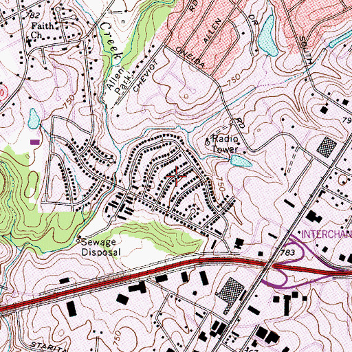 Topographic Map of Tanglewood, NC