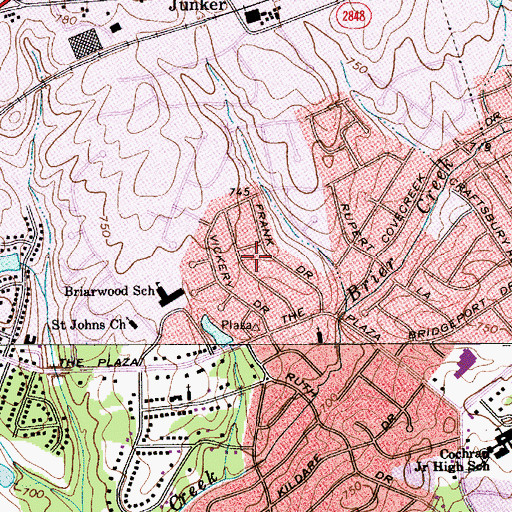 Topographic Map of Green Meadows, NC
