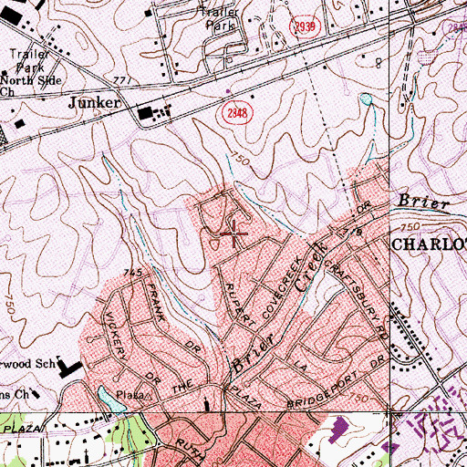 Topographic Map of Greenbriar, NC