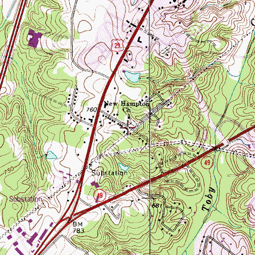 Topographic Map of Hampton Park, NC