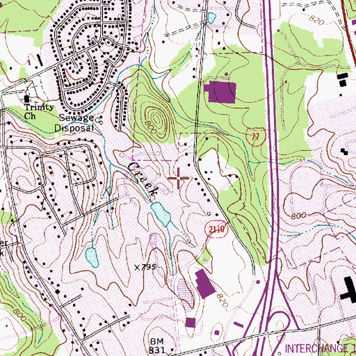 Topographic Map of Hyde Park Estates, NC