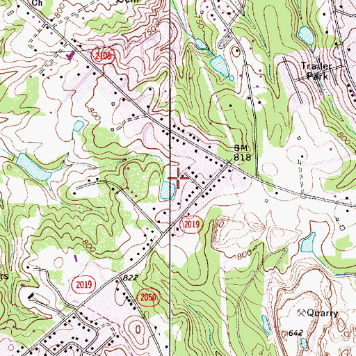 Topographic Map of Sunset Hills, NC