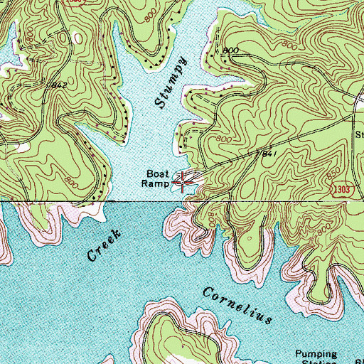 Topographic Map of Stumpy Creek Access Area, NC
