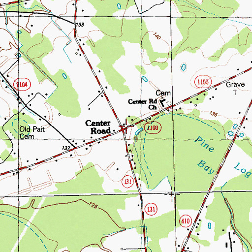 Topographic Map of Center Road, NC
