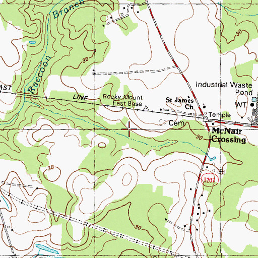Topographic Map of Raccoon Branch, NC