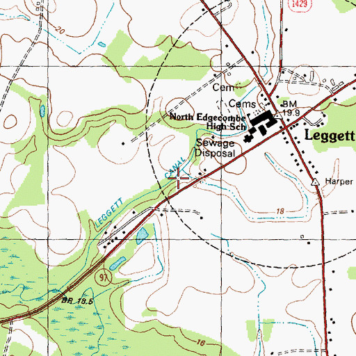 Topographic Map of Leggett Canal, NC